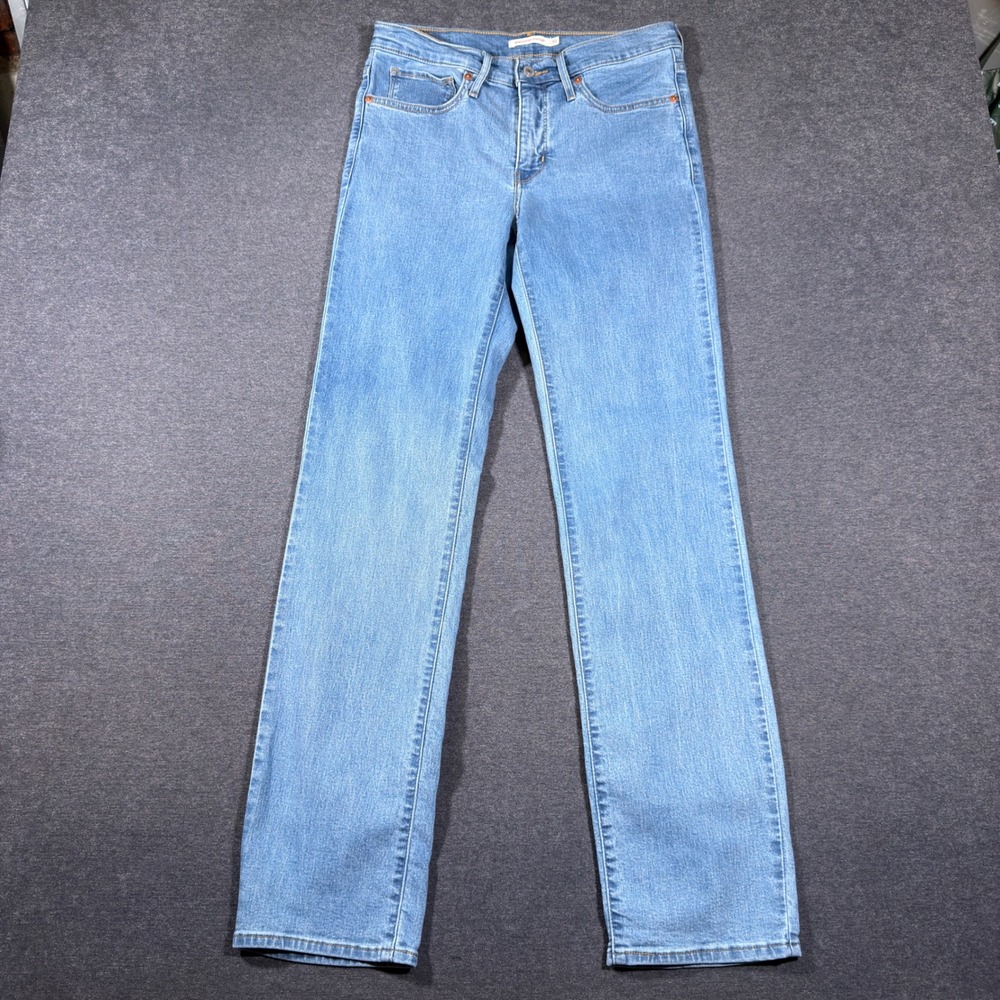 Levi's 314 Shaping Straight Jeans Women 30 Blue Denim Stretch Mid Rise Casual